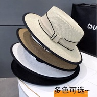 Summer Straw Sun Hat French Edge Flat Top Women Seaside Sunshade Beach Breathable 0325 C U2RK