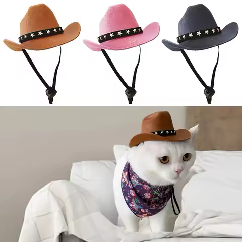 One Piece Pet Cat Hat Star Cowboy Hat Pet Supplies Adjustable Cat Costume Top Hat Headwear Pet Hat C
