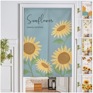 Customize Sunflower Door Curtain Long for Partition Kitchen Bedroom Home Decoration Thicken Cotton Doorway Curtain Velcro