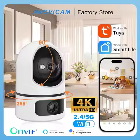 ANSVICAM 4K IP Camera 5G WiFi Dual Lens Tuya Smart Auto Tracking CCTV Cameras Wireless Surveillance 