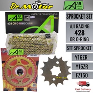 Y15ZR Y16ZR FZ150 AJI RACING 428 ORING KLO CHAIN RANTAI GOLD EMAS STT SPROCKET SPOCKET SPOKET SPROKE