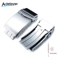 Aotelayer 18mmm 20mm 22mm Stainless Steel Watch Band Buckle for Seiko Watch Strap Clasp Double Lock Button Diver Buckle for Ghost Diving Clasps