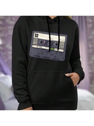 80s Retro Music Cassette Tape TDK D Ladies Hoodie Big Size Women Hoodie (S0110)