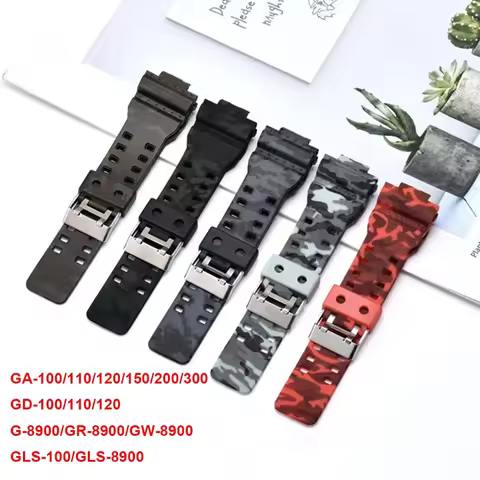 for Casio G-Shock GA-100/110/120 150 200 400 700 GD-100/110/120 G-8900 GLS-100 Men Camouflage Rubber