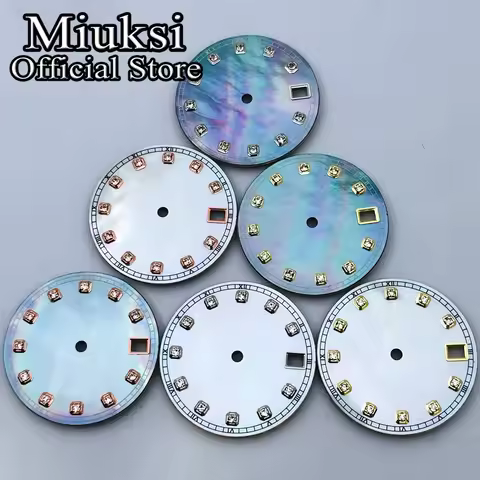 Miuksi 28.5mm silver blue pink sterile watch dial fit NH34 NH35 movement fit 3/3.8/4.2 o'clock crown