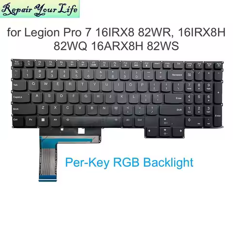 Per-Key RGB Backlit Keyboard for Lenovo Legion Pro 7 16IRX8 82WR, 16IRX8H 82WQ 16ARX8H 82WS 16'' Gam