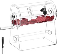 QWORK Acrylic Raffle Ticket Drum, 11x6.5x11 inches, Transparent Lottery Spinner with Lock and Keys