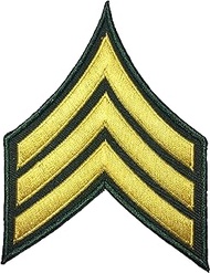 Papapatch Chevrons Sergeant E-5 Stripes US Army Rank Sew on Iron on Arms Shoulder Embroidered Appliq
