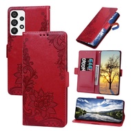 Luxury Flip Wallet Stand Phone Cover For Samsung Galaxy S23 Ultra S23+ A73 A53 A33 A13 A04S M13 M52 M51 5G A04 A13 4G Back Flip Cover Lace Embossed Leather Shockproof Cases