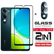2 in 1 Screen Protector Tempered Glass Film For Vivo Y04 VivoY04 Y 04 2025 Full Cover Front Film Scr