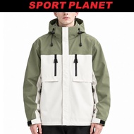 Sport Planet Unisex Two-Tone Technical Hooded Outdoor Windbreaker Jacket (WINDPROOF-WHT) Sport Plane