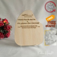 PLAT KAYU MAS KAHWIN HANTARAN Ijab & Qabul Pertunangan Mas Kahwin Plate Cek Cheque Kayu Wood Custom 