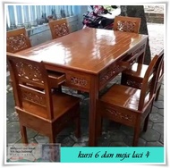 Meja makan set 6 kursi kayu jati / meja makan laci 4 / kursi makan dan meja jepara