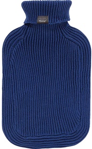德國 fashy 熱水袋高領條紋針織布套/ 2000ml/ 海軍藍