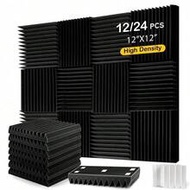 12/24 Pcs - 12x12x1"/12x12x2" Acoustic Foam Panels, Rapid Expansion Self-Adhesive Sound Insulation M