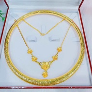 Set 1 dây hoa mai 3 chỉ 1 kiềng chạm rồng phụng 2 chỉ xi vàng 24k