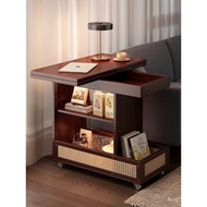 Foldable Household Cabinet Small Apartment Storage Cart Table Solid Wood Middle-aged Mobile Side Liv