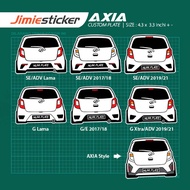 Sticker Kereta Axia, Sticker Belakang, Custom Warna dan Nombor Plate.