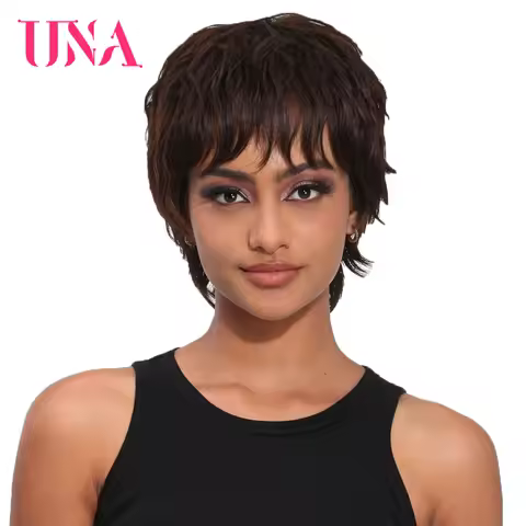 UNA Human Hair Wigs #6383 #2/33 Non-Remy Human Hair Chinese Straight Human Hair Wigs Machine Made Ha