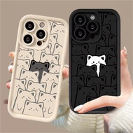 Casing OPPO A72 5G A73 5G A74  A78 4G A78 5G Cartoon Cat Doodle White Shiny Kitten Couples Case