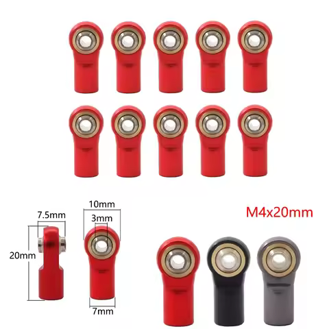 10Pcs Metal M4 20MM Aluminum Link Tie Rod End Ball Joint for 1/10 RC Car Crawler AXIAL SCX10 D90 D11