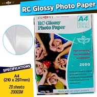 CUYI RC GLOSSY PHOTO PAPER 200GSM A4SIZE 20SHEETS