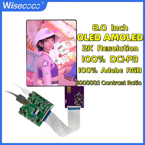 8 Inch OLED IPS Display Wisecoco 2K AMOLED Screen 2480x1860 For Macbook Laptop PC Raspberry Pi4/3 TV