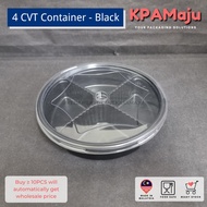 [50sets/carton] 4 Cavity Round Container with Lock (Black) - Bekas Kuih Raya / Round Cookies Plastic