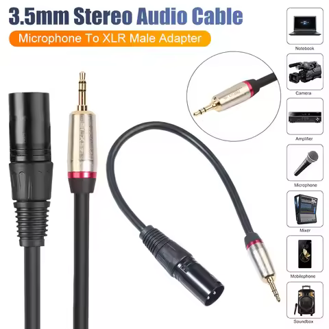 1PC 3.5mm Stereo Audio Cable Microphone To XLR Male Adapter Male Plug XLR Audio Video Line TC128KM-0