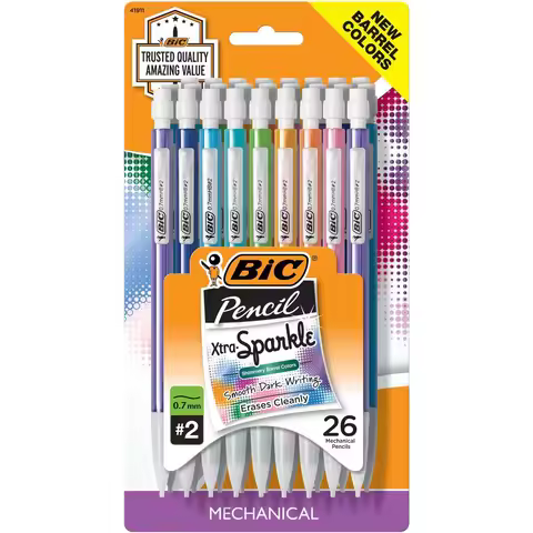 26pk Xtra Sparkle 0.7mm Mechanical Pencils: Back to School Supplies with Fun Sparkle Designs