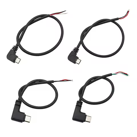 1Pcs 2 Pin 4 Pin Type-C Micro USB USB 2.0 A Male Plug Elbow Head Power Cable Welding Connector DIY R