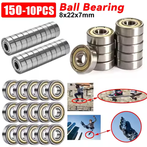 10Pcs 608ZZ Skateboard Ball Bearings High Carbon Steel Ball Bearings Single Row 8x22x7mm for Skatebo