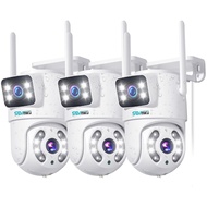 SOVMIKU【Dual Lens Linkage 6MP PTZ Wireless Security Camera,3PCS Outdoor Camera Wireless,360° View,Au