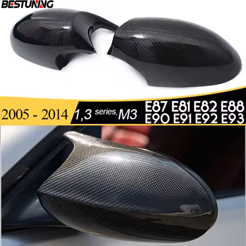 3*3 Genuine Carbon Fiber Door Mirror Caps 1 Pair for BMW 1 3 Series E8X E9X E87 E82 E81 E88 E90 E91 
