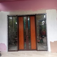 pintu sliding acp urat kayu aluminium