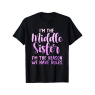 I Am Reason We Have Rules Middle Adult 3 Sisters Matching T-Shirt, Cotton T-Shirt for Men Women Dad