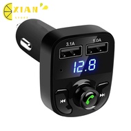 XIANS Car Bluetooth 5.0 FM Transmitter, U Card Handsfree Car Dual USB Charger,  USB Interface MP3 Player FM Modulation Car Audio Modulator Receiver