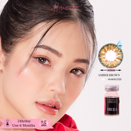 Kính Áp Tròng Hera Nâu Hổ Phách Không Độ AMBER BROWN Nhập Khẩu Hàn Quốc Lens Không Cận 6 Tháng