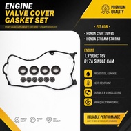 HONDA CIVIC S5A ES 1.7 STREAM RN1 1.7 SOHC 16V ENGINE D17A RUBBER ENGINE VALVE COVER GASKET SET TOP 