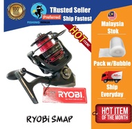 RYOBI SMAP Spinning Reel 5.1:1 Gear Ratio Max Drag 2.5kg- 10kg 6+1 Ball Bearing Fishing Reel Ready S
