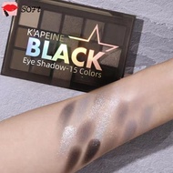 SOFTNESS 15Colors Eyeshadow Palette, Metal Pearlescent Cool Toned Black Smoky Eyeshadow Palette, Fas