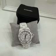 Chanel 香奈兒J12白陶瓷自動機械錶 鑽刻 白色陶瓷 38mm