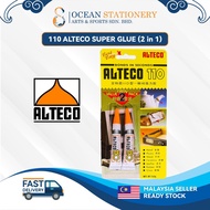 ALTECO SUPER GLUE GAM GAJAH (2 x 3g, 2 in 1) A SG-110 FAST SUPER STRONG GLUE  Bonds In Seconds