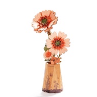 DIY Model Assembled Rowood Artificial Flowers Gerbera Daisy Orange English version