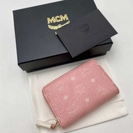 [ทักแชทก่อนสั่ง] MCM แท้💯 Aren Zip X-mini Wallet กระเป๋าสตางค์ ใส่บัตร (Powder pink)