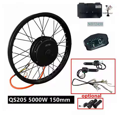 NBpower/QS205 V3 72v 5000W Ebike kit 150mm Dropout Motorcycle Electric Bike Motor Wheel with ND72450