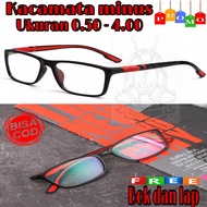 KACAMATA MINUS LENSA ANTI RADIASI (BLUERAY) KACAMATA RABUN JAUH PRIA WANITA SPORTY (TERLARIS OPTIK)