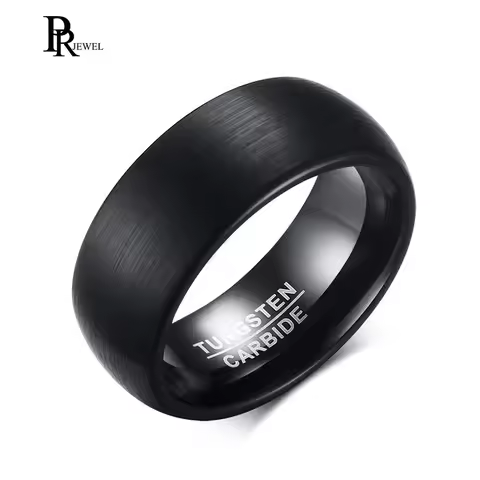Top Quality Black 100% Tungsten Carbide Wedding Ring for Men Matte Finished Comfort Fit US size 7 8 