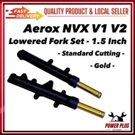 Gold - Yamaha Aerox NVX 155 NVX155 V1 V2 Lowered 1.5 Inch Front Fork Set Standard STD Cutting Damper