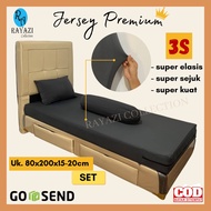 Premium JERSEY Zipper &amp; Rubber Bed Sheet (SET)/Mattress Cover UK 80x200x15-20CM Foam Mattress